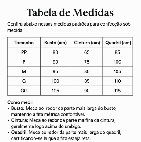 Tabela de Medidas